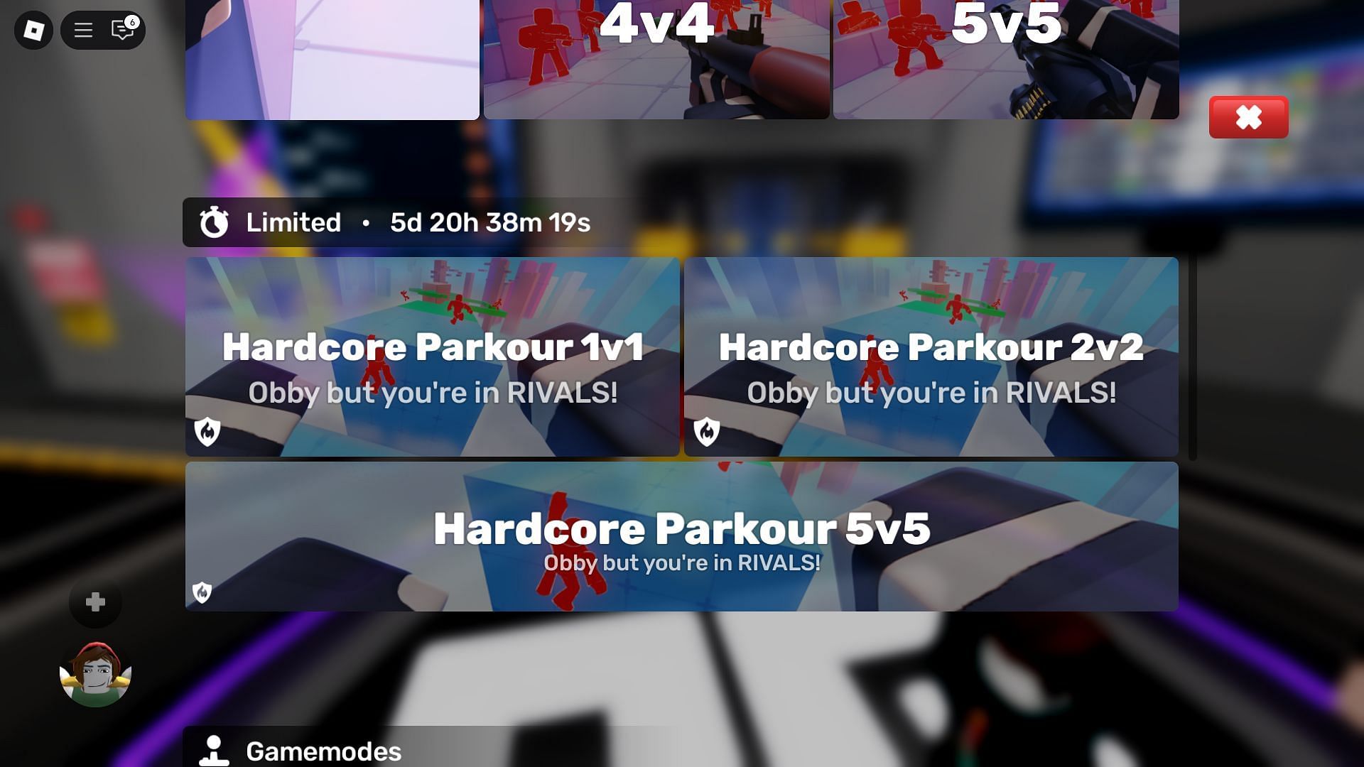 Hardcore Parkour variations (Image via Roblox)